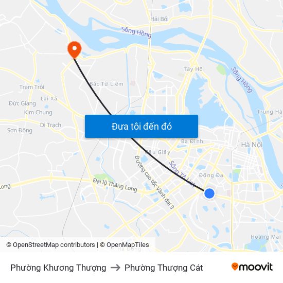 Phường Khương Thượng to Phường Thượng Cát map