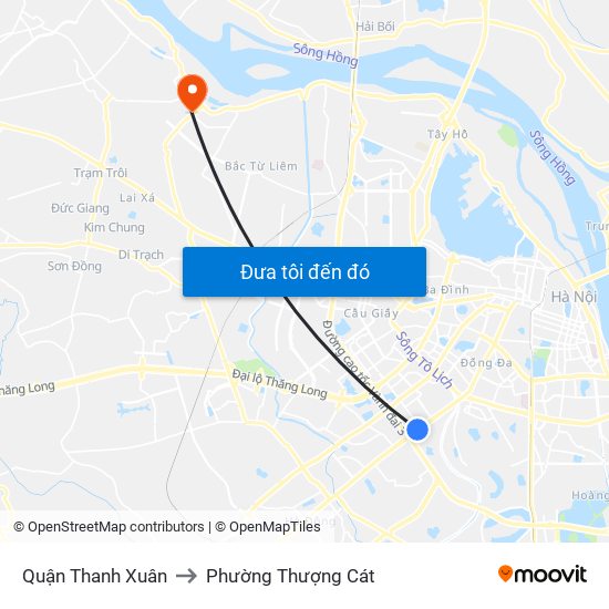 Quận Thanh Xuân to Phường Thượng Cát map