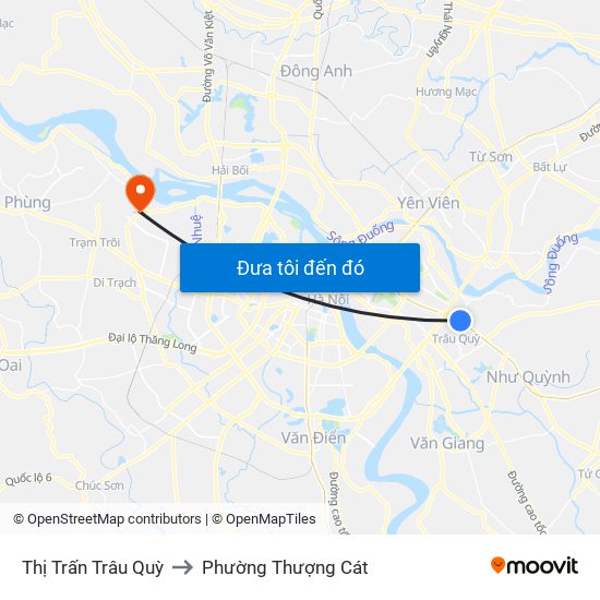 Thị Trấn Trâu Quỳ to Phường Thượng Cát map