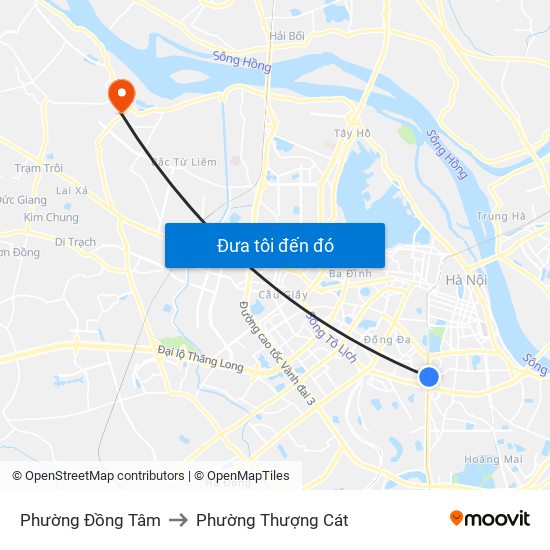 Phường Đồng Tâm to Phường Thượng Cát map