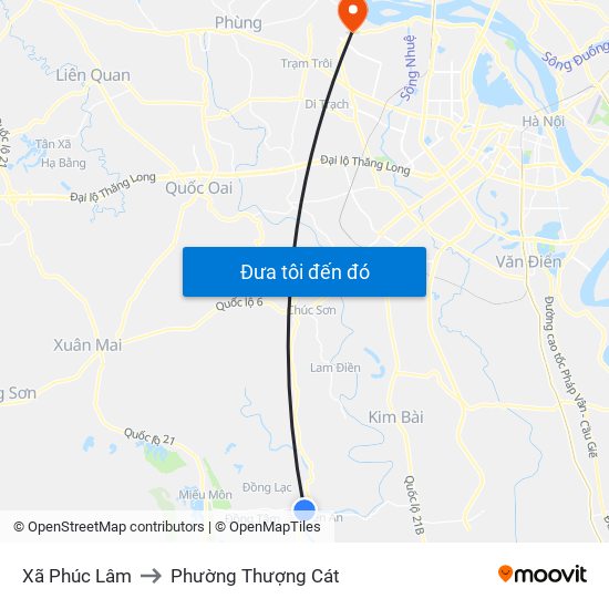 Xã Phúc Lâm to Phường Thượng Cát map