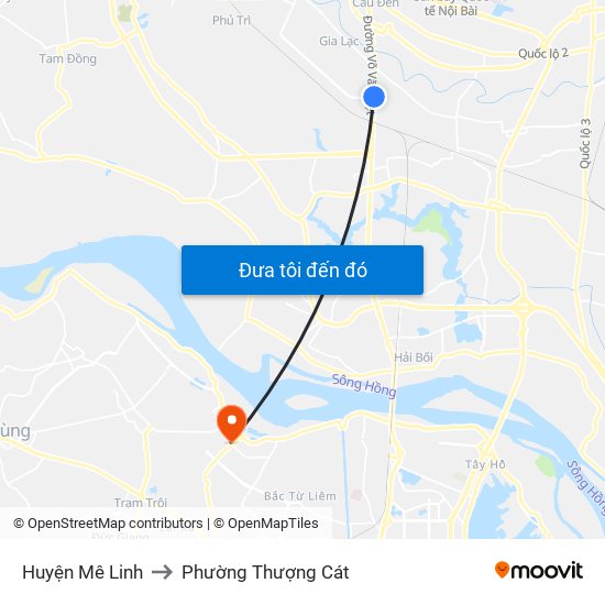 Huyện Mê Linh to Phường Thượng Cát map