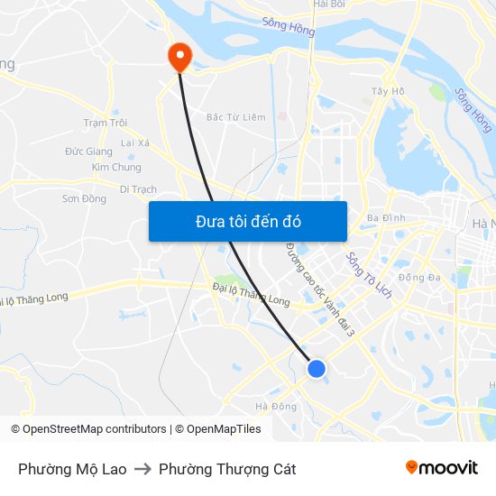 Phường Mộ Lao to Phường Thượng Cát map