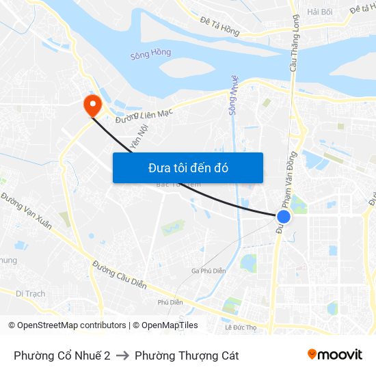 Phường Cổ Nhuế 2 to Phường Thượng Cát map