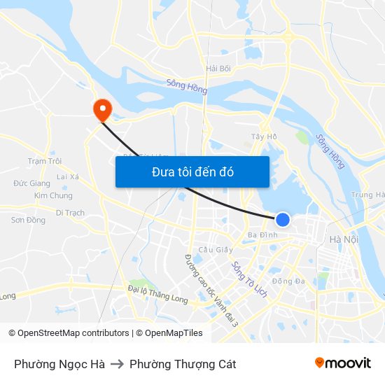Phường Ngọc Hà to Phường Thượng Cát map