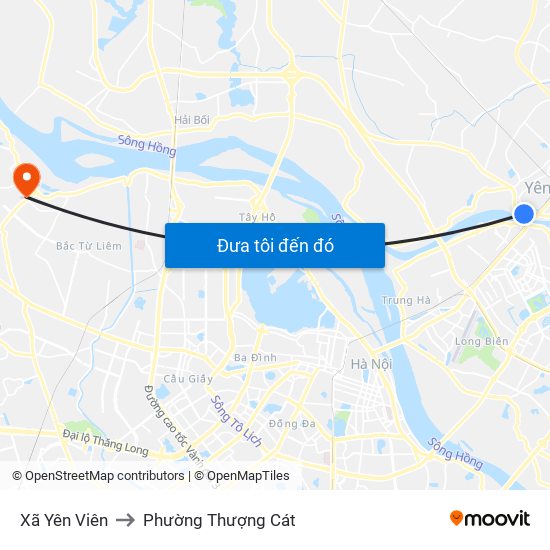 Xã Yên Viên to Phường Thượng Cát map