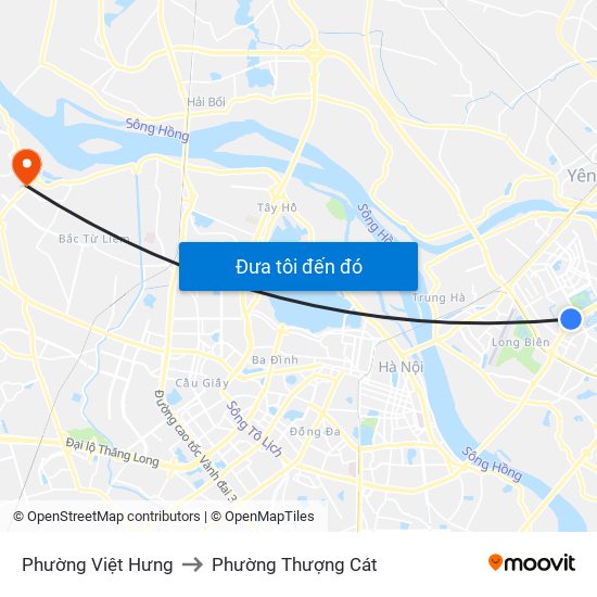 Phường Việt Hưng to Phường Thượng Cát map