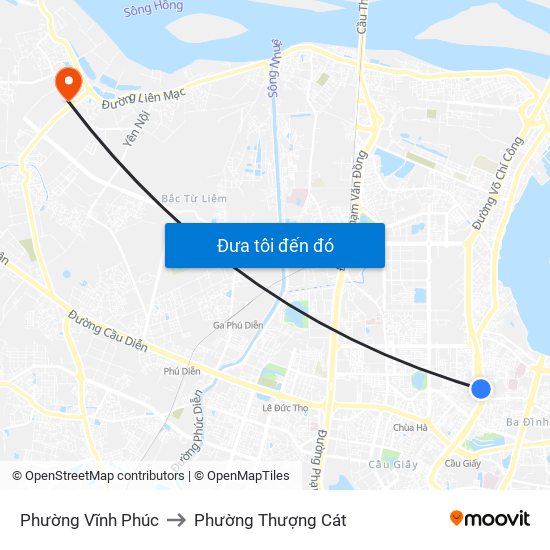 Phường Vĩnh Phúc to Phường Thượng Cát map