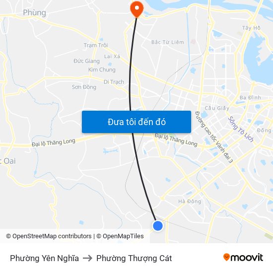 Phường Yên Nghĩa to Phường Thượng Cát map