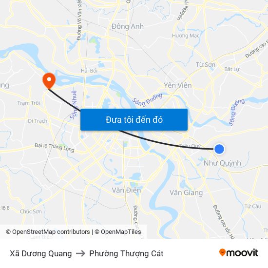Xã Dương Quang to Phường Thượng Cát map