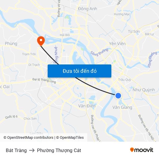 Bát Tràng to Phường Thượng Cát map