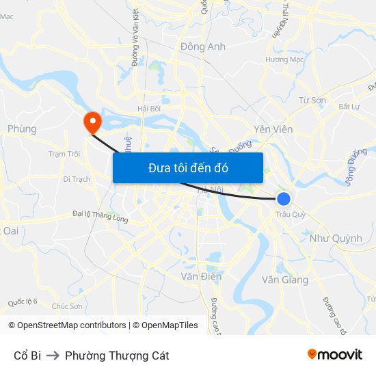 Cổ Bi to Phường Thượng Cát map