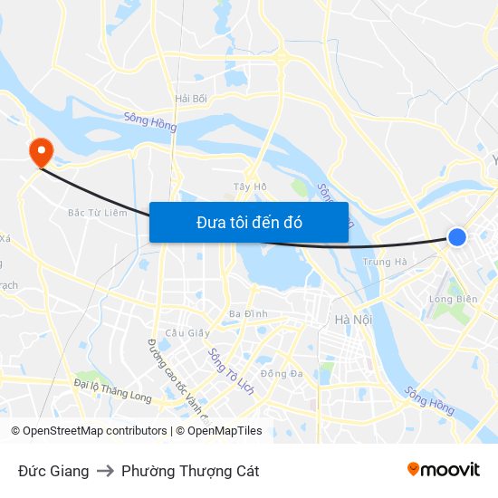 Đức Giang to Phường Thượng Cát map