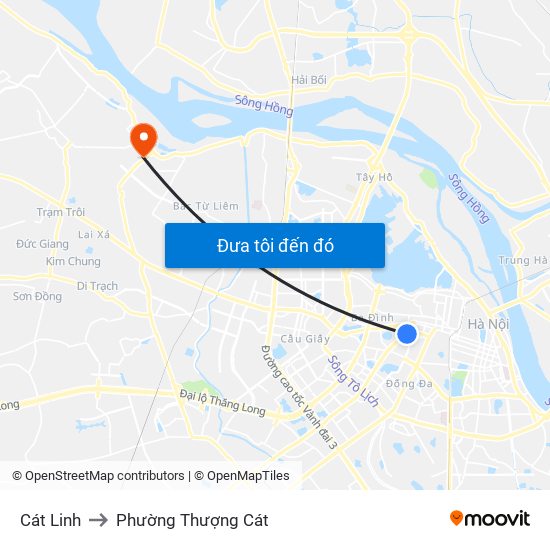 Cát Linh to Phường Thượng Cát map