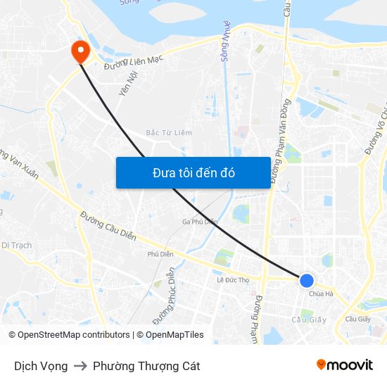 Dịch Vọng to Phường Thượng Cát map