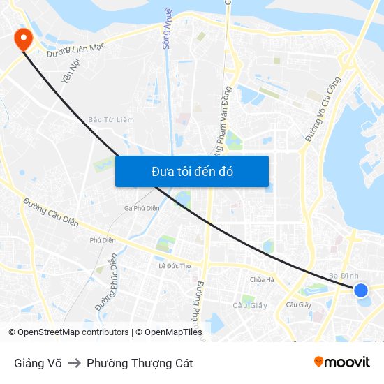 Giảng Võ to Phường Thượng Cát map