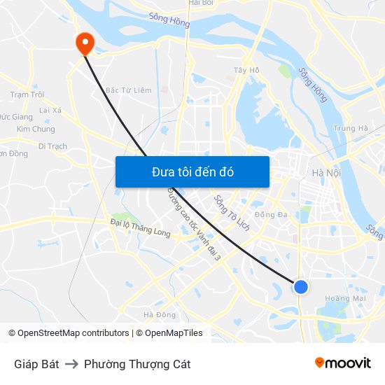 Giáp Bát to Phường Thượng Cát map