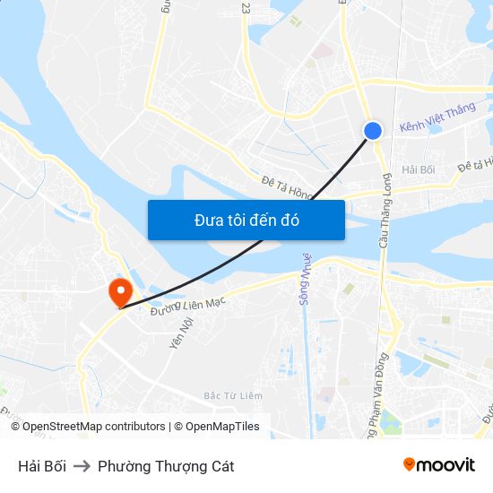 Hải Bối to Phường Thượng Cát map