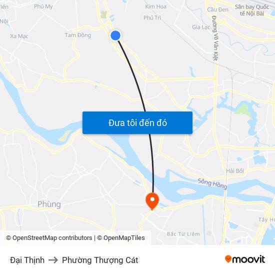 Đại Thịnh to Phường Thượng Cát map