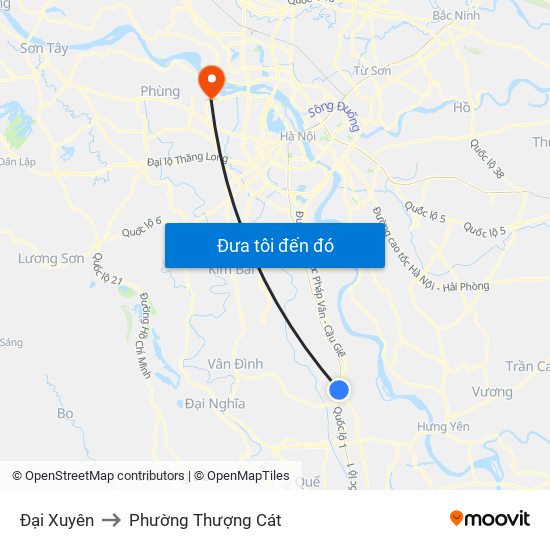 Đại Xuyên to Phường Thượng Cát map