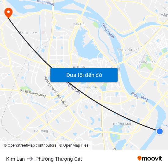Kim Lan to Phường Thượng Cát map