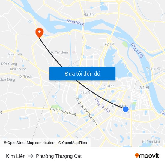 Kim Liên to Phường Thượng Cát map