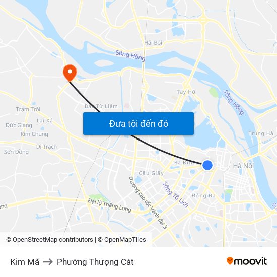 Kim Mã to Phường Thượng Cát map