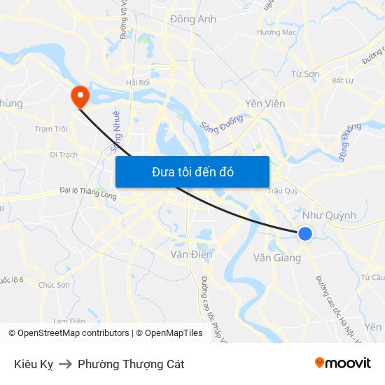 Kiêu Kỵ to Phường Thượng Cát map