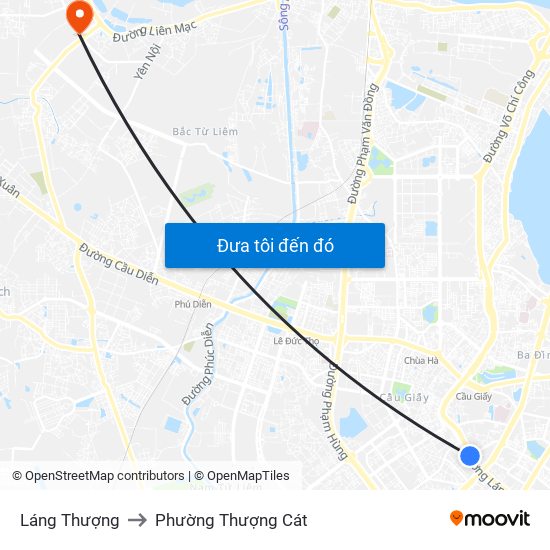 Láng Thượng to Phường Thượng Cát map