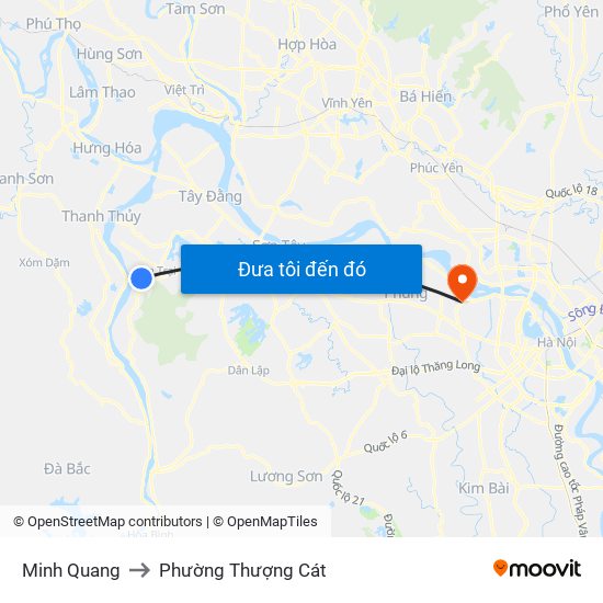 Minh Quang to Phường Thượng Cát map