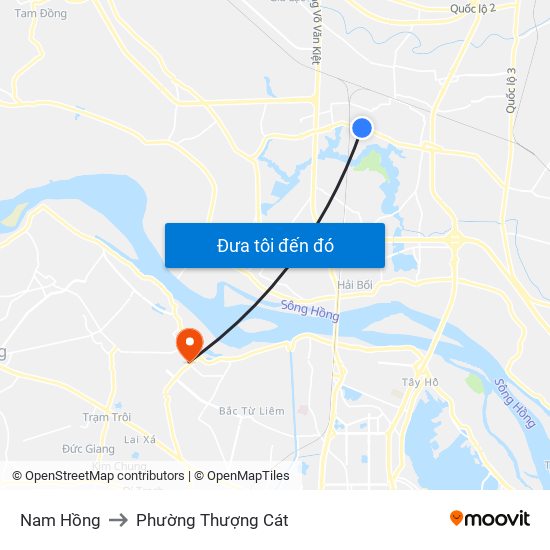 Nam Hồng to Phường Thượng Cát map