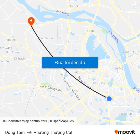 Đồng Tâm to Phường Thượng Cát map