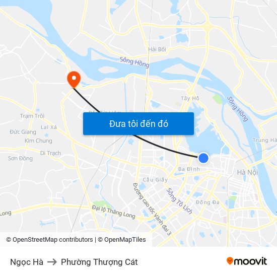 Ngọc Hà to Phường Thượng Cát map