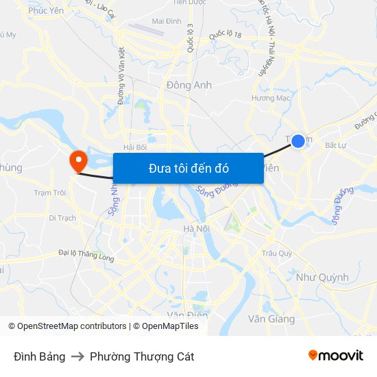 Đình Bảng to Phường Thượng Cát map