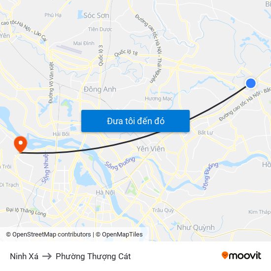 Ninh Xá to Phường Thượng Cát map