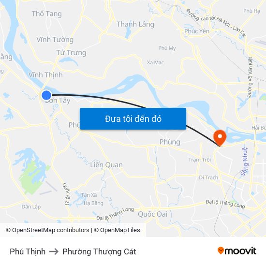 Phú Thịnh to Phường Thượng Cát map