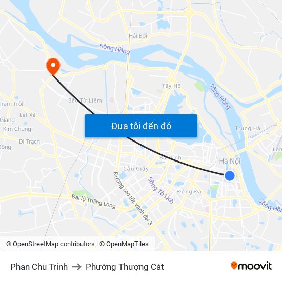 Phan Chu Trinh to Phường Thượng Cát map