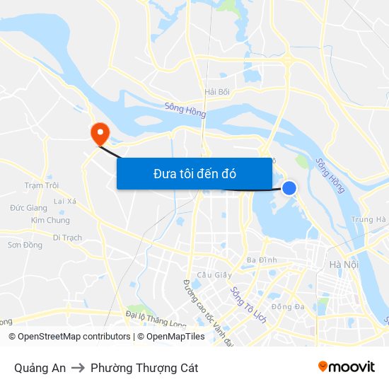 Quảng An to Phường Thượng Cát map