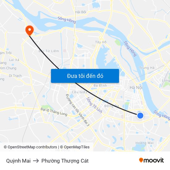 Quỳnh Mai to Phường Thượng Cát map
