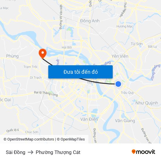 Sài Đồng to Phường Thượng Cát map