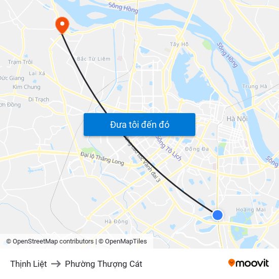 Thịnh Liệt to Phường Thượng Cát map