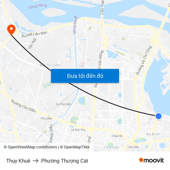 Thụy Khuê to Phường Thượng Cát map