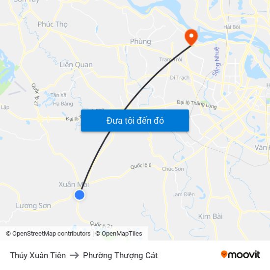 Thủy Xuân Tiên to Phường Thượng Cát map