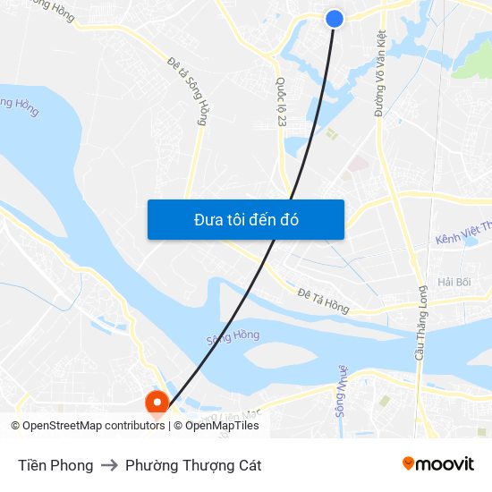 Tiền Phong to Phường Thượng Cát map