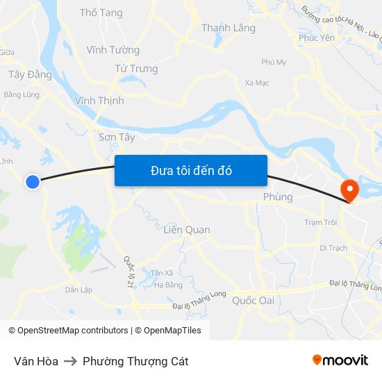 Vân Hòa to Phường Thượng Cát map