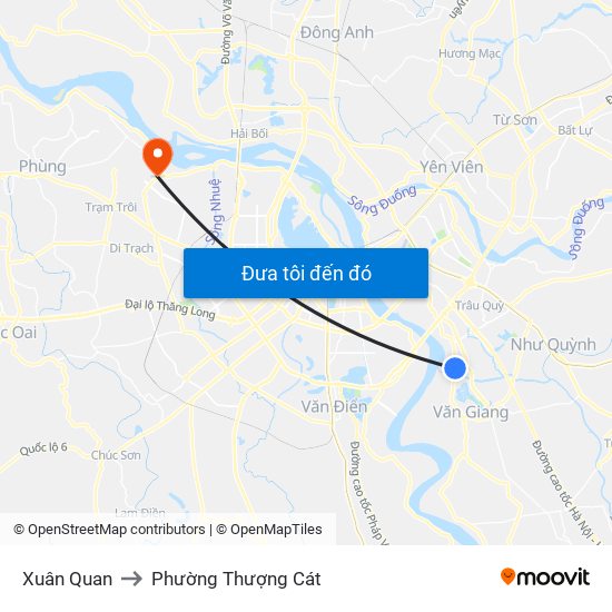 Xuân Quan to Phường Thượng Cát map