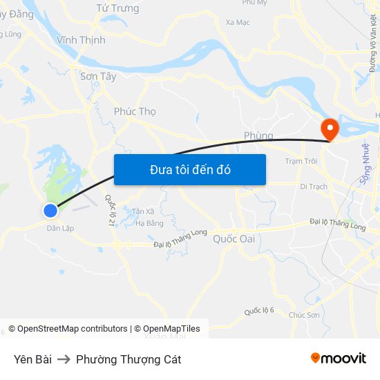 Yên Bài to Phường Thượng Cát map