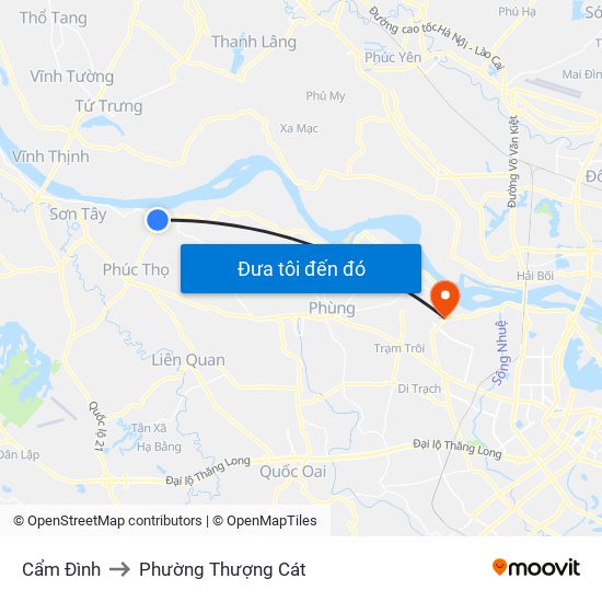Cẩm Đình to Phường Thượng Cát map