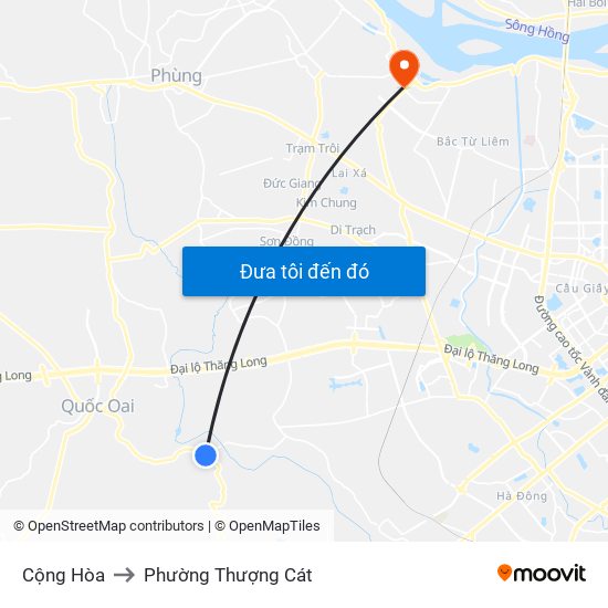 Cộng Hòa to Phường Thượng Cát map