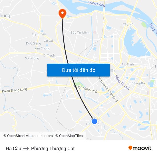 Hà Cầu to Phường Thượng Cát map
